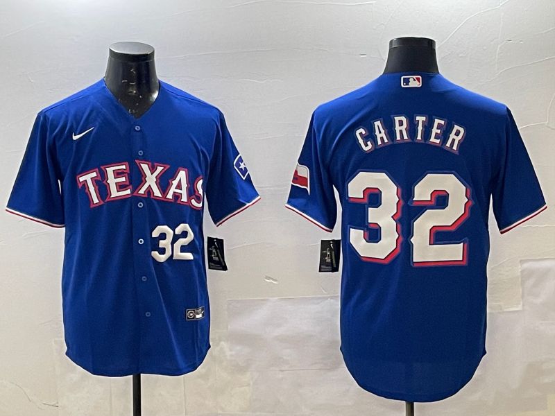 Men Texas Rangers 32 Carter Blue Game 2025 Nike MLB Jersey style 1